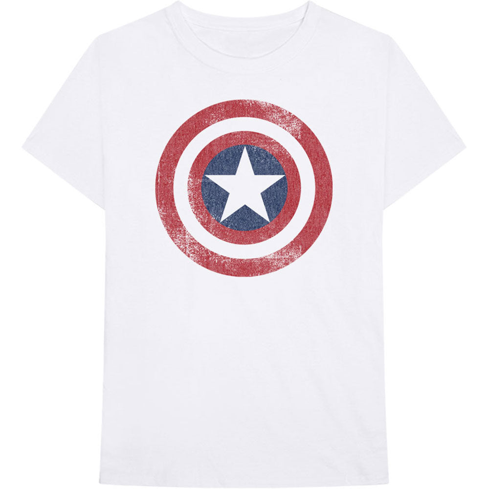 Marvel Comics Captain America Distressed Shield T-shirt Front