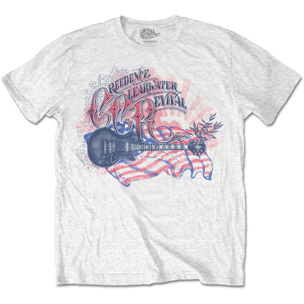 Creedence Clearwater Revival Guitar & Flag T-shirt Front