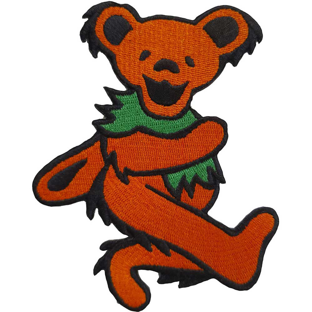 Grateful Dead Orange Dancing Bear Woven Patch Front