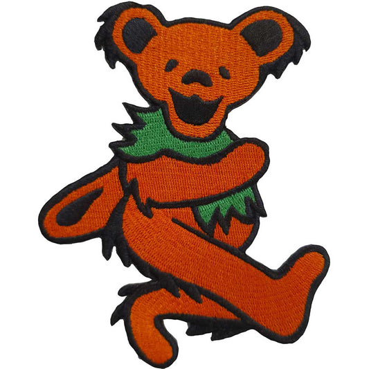 Grateful Dead Orange Dancing Bear Woven Patch Front