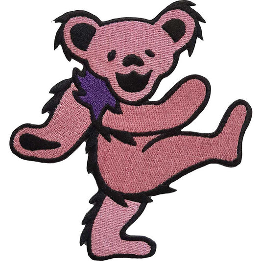 Grateful Dead Pink Dancing Bear Woven Patch Front