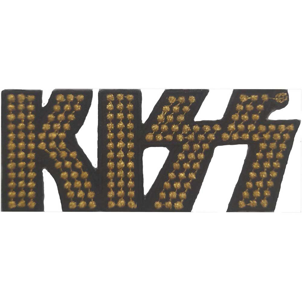 KISS Gold Studded Logo Woven Patch Front