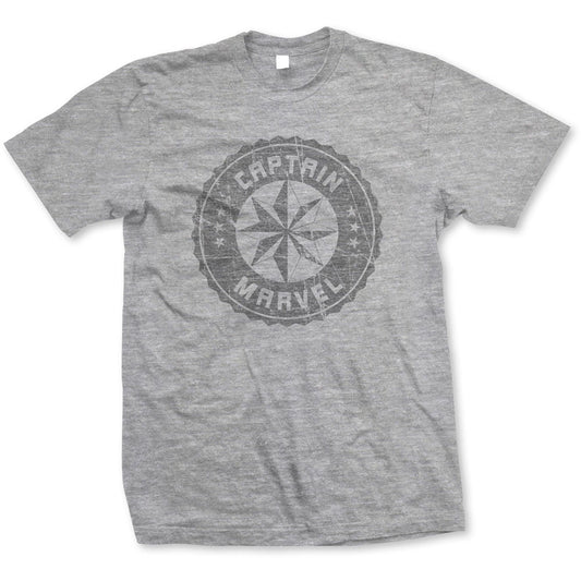 Marvel Comics Captain Marvel Grey Circle T-shirt Front