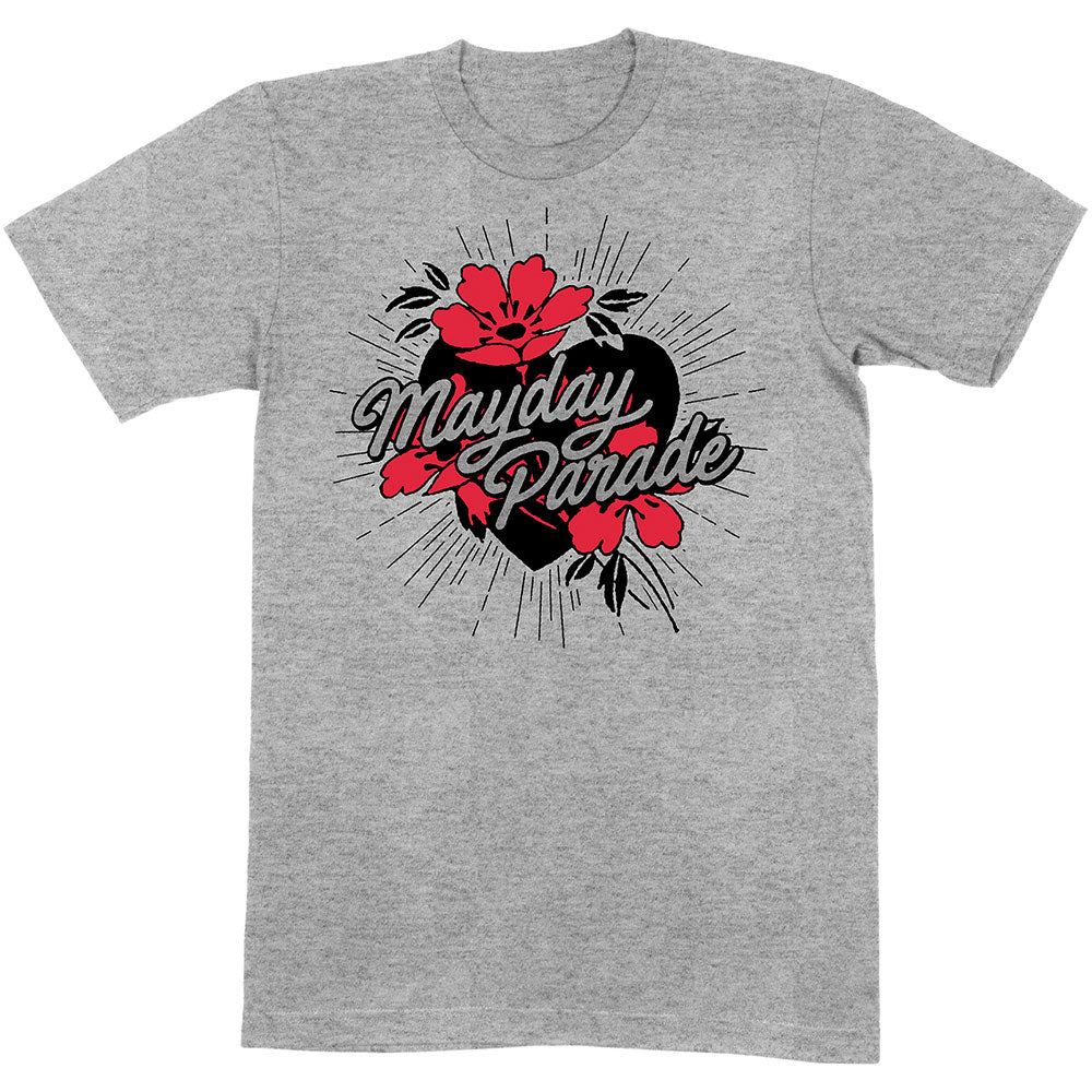 Mayday Parade Heart And Flowers T-shirt Front