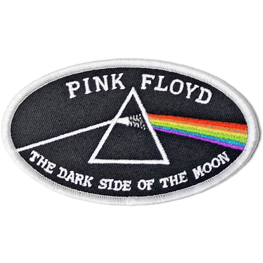 Pink Floyd Dark Side Of The Moon Oval White Border Woven Patch Front