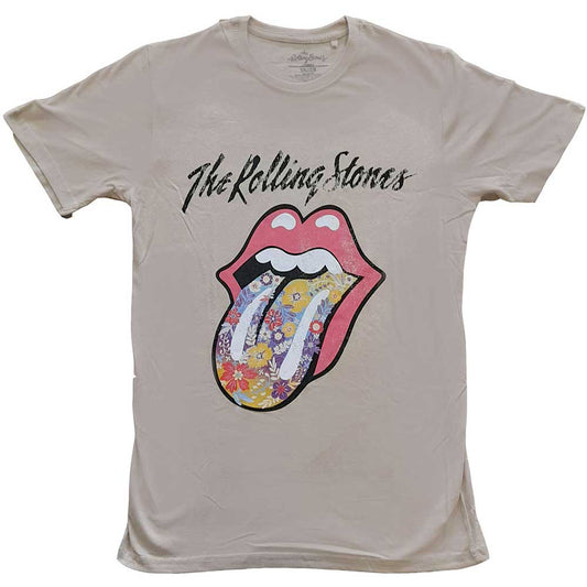 Rolling Stones Flowers Tongue T-shirt Front