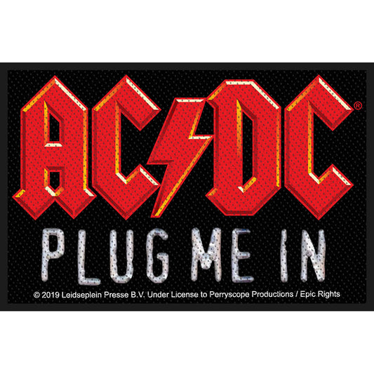 AC/DC Plug Me In Woven Patch Front