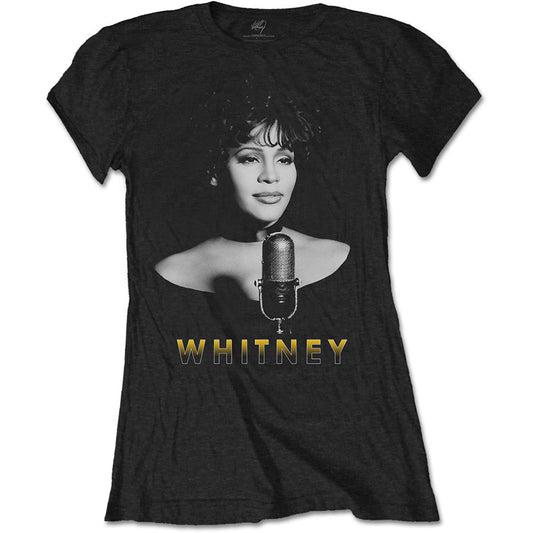 Whitney Houston Black & White Photo Junior Top Front