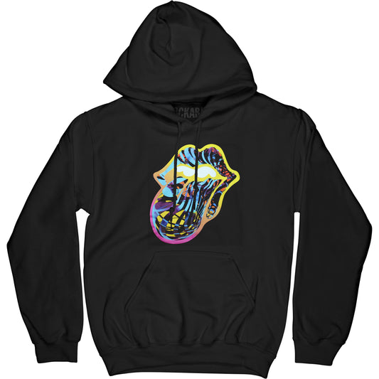 Rolling Stones Cyberdellic Tongue Black Hoodie Hooded Sweatshirt Front