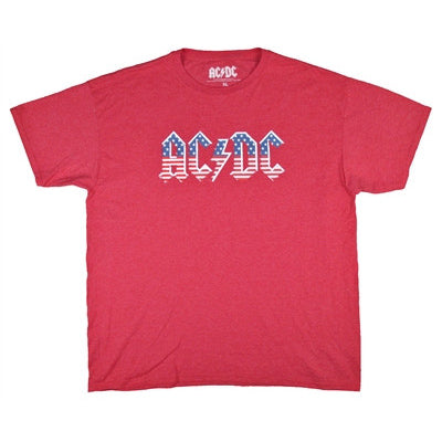 AC/DC Old Glory on Heather Red Tee T-shirt