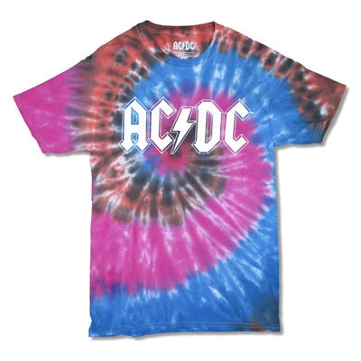 AC/DC White Logo On Burst Tie Dye Tee Tie Dye T-shirt Front