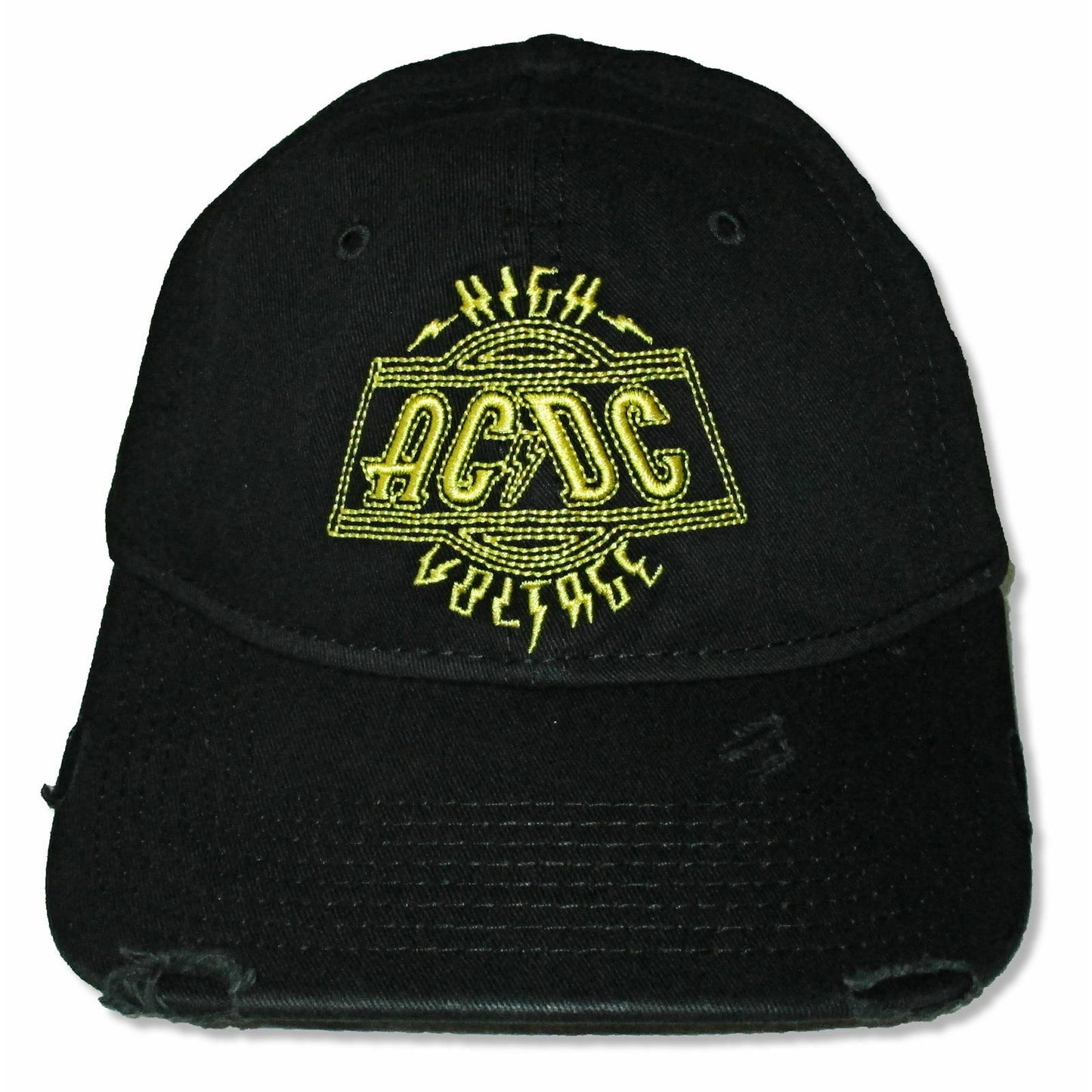 High Voltage Yellow Stitch Distressed Baseball Cap Baseball Cap