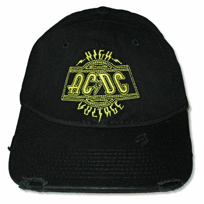 High Voltage Yellow Stitch Distressed Baseball Cap Baseball Cap