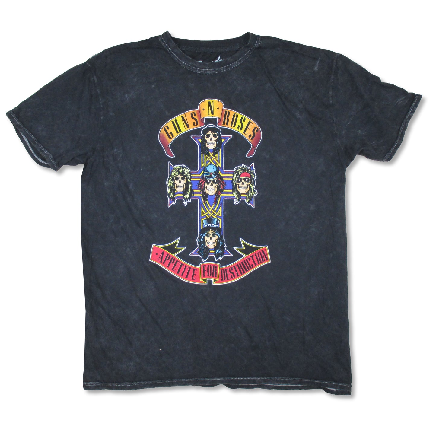 Guns N Roses Cross Stonewashed T-shirt Front
