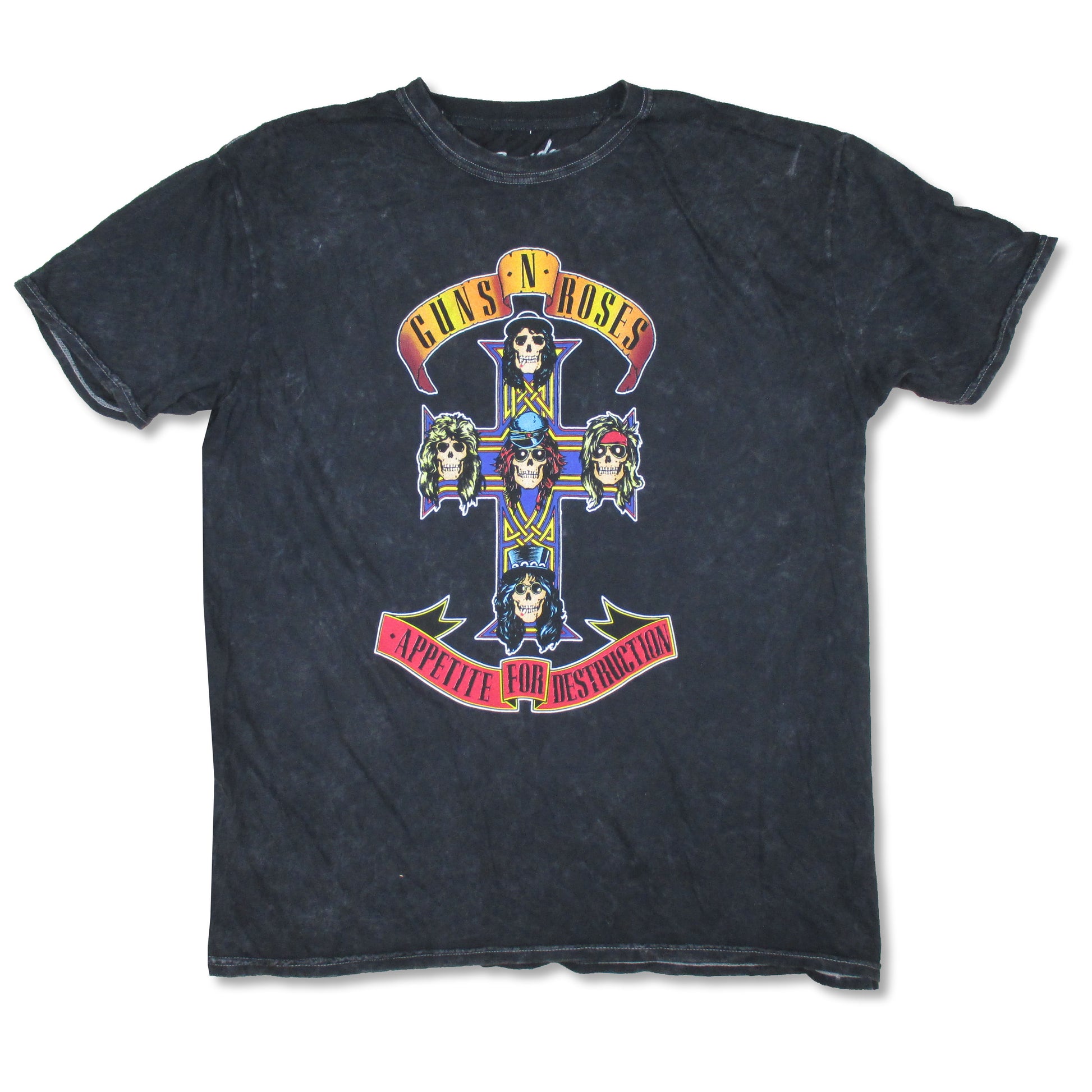 Guns N Roses Cross Stonewashed T-shirt Front