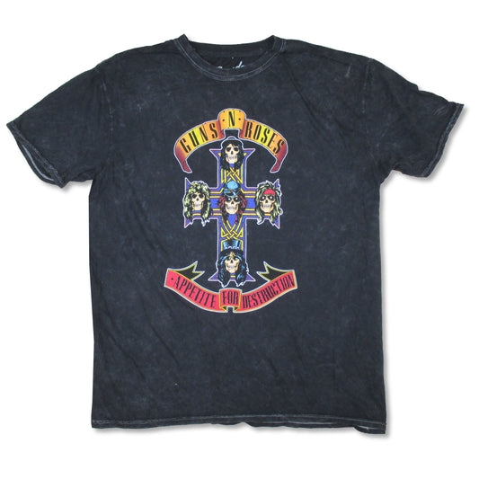 Guns N Roses Cross Stonewashed T-shirt Front