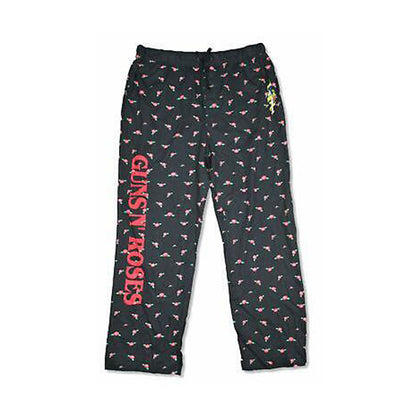 Guns N Roses All Over Pattern Black Pajama Pants Lounge Pants Front