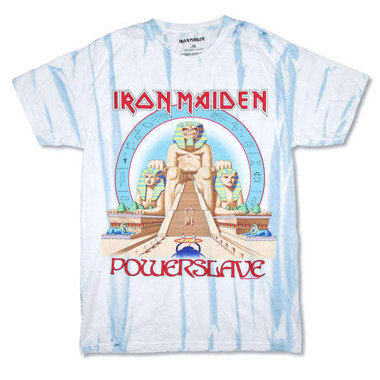 Iron Maiden Powerslave Blue Tie Dye T-shirt Front