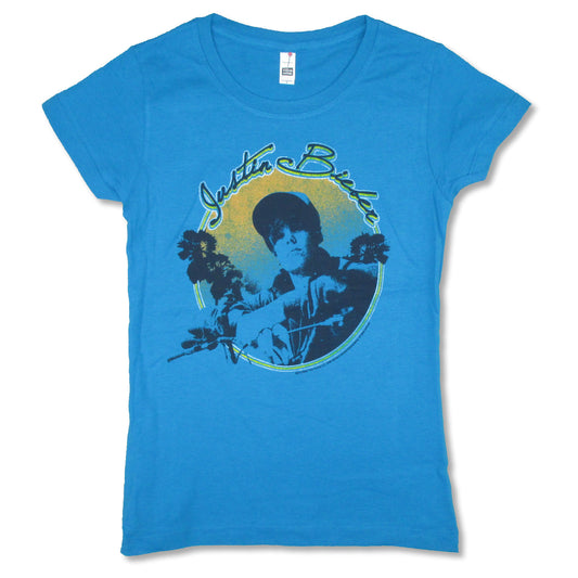 Justin Bieber On Bike Girls Youth Childrens T-shirt Front