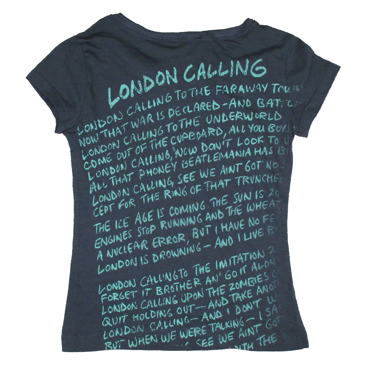 Clash London Calling Lyrics Girls Youth Childrens T-shirt Back