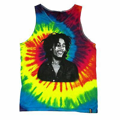 Bob Marley Bust Image Tie Dye Tank Top Mens Tank Front