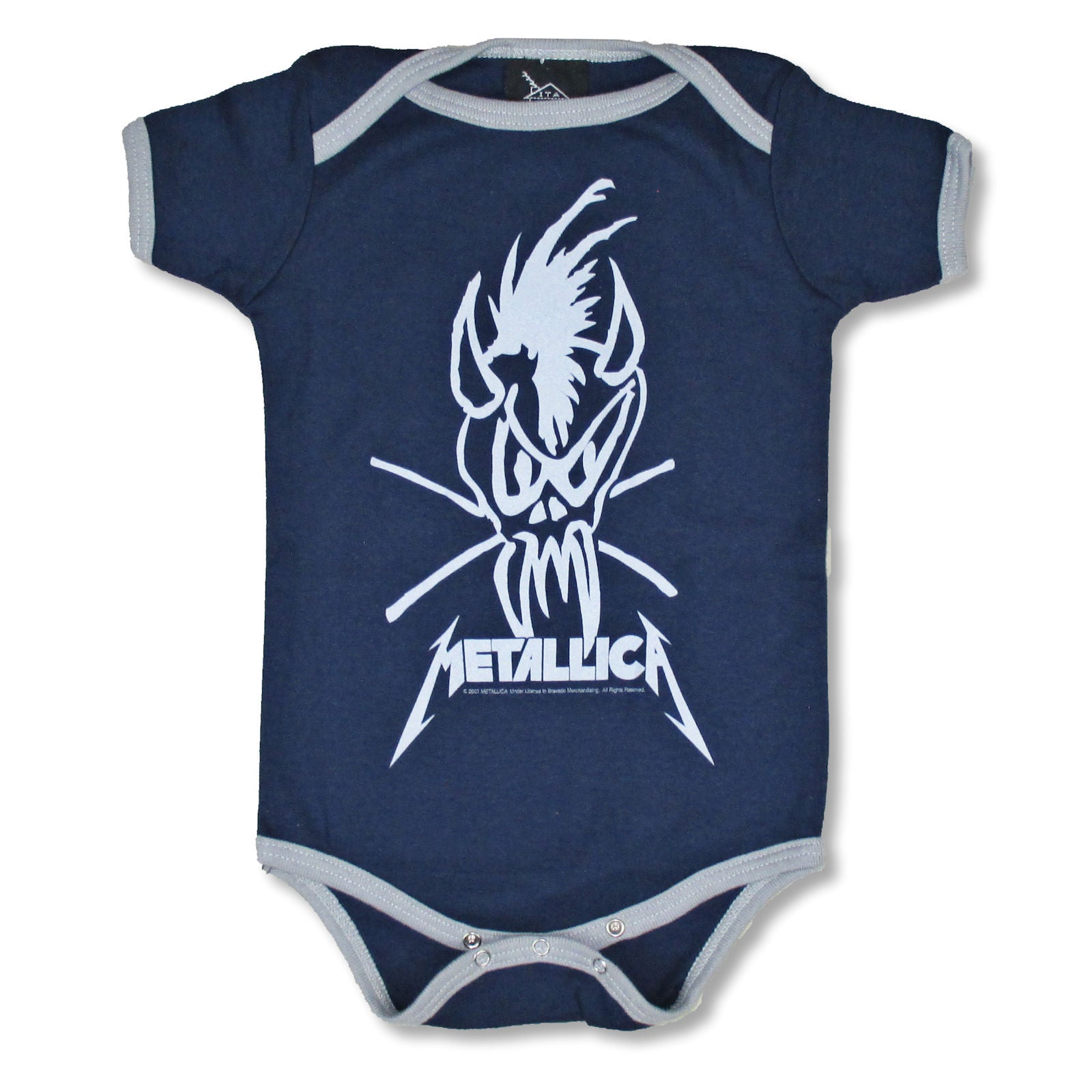 Metallica Scary Guy Blue Grey Baby Jumper Bodysuit Front