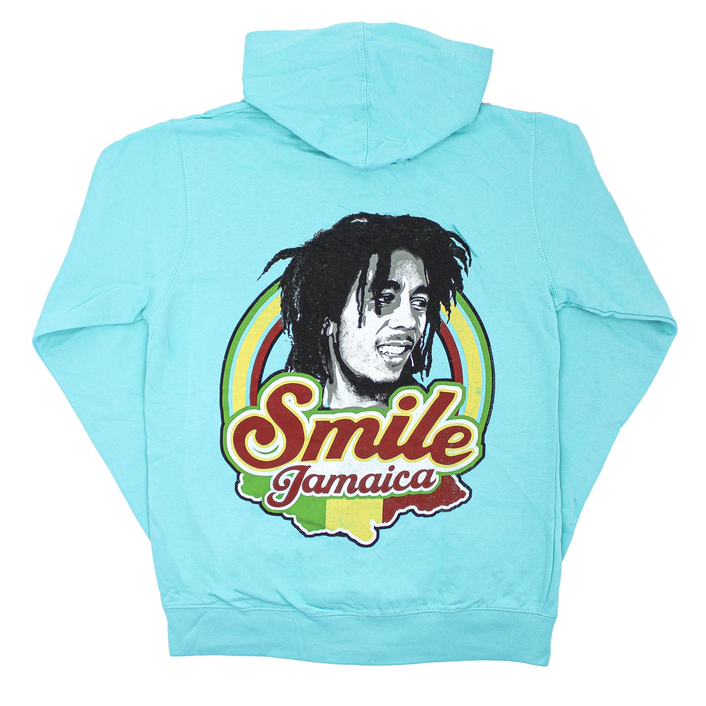 Bob Marley Smile Jamaica Aqua Band Zip Up Hoodie Girls Jr Hooded Sweatshirt Back
