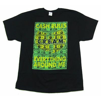 Wu Tang Clan C.r.e.a.m. $100 Bill Sheet Black T-shirt T-shirt Front