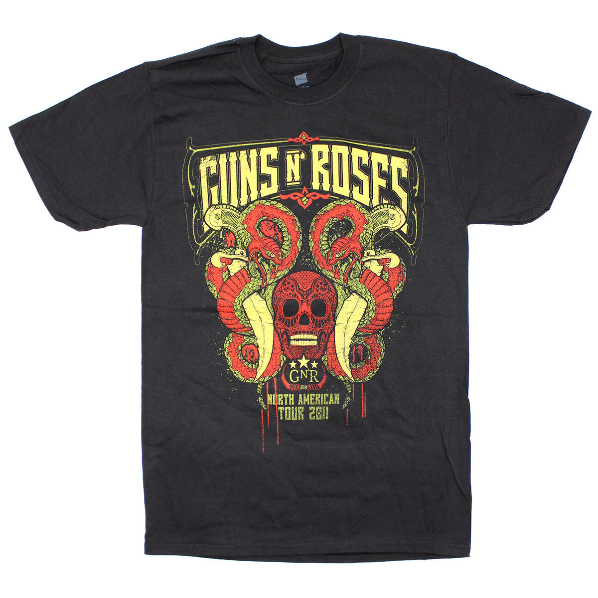 Guns N Roses Snakes & Skull 2011 Tour Fl-ut T-shirt Front
