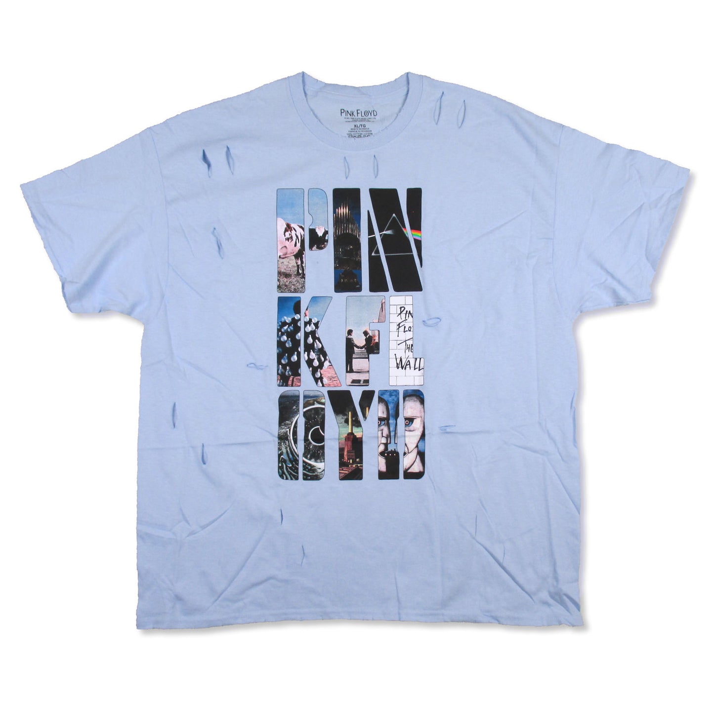 Pink Floyd Collage Logo Slashed Distressed T-shirt Front