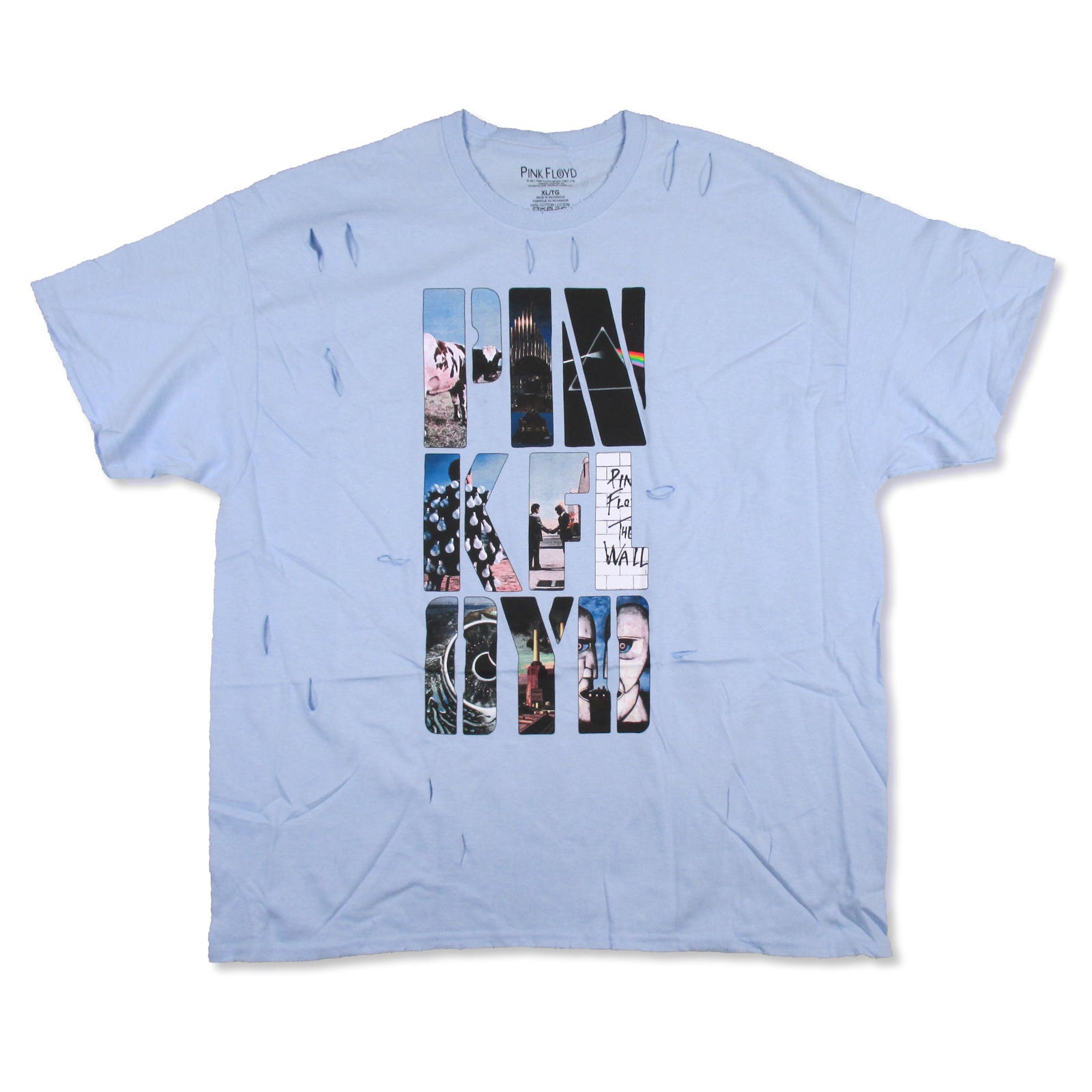 Pink Floyd Collage Logo Slashed Distressed T-shirt Front
