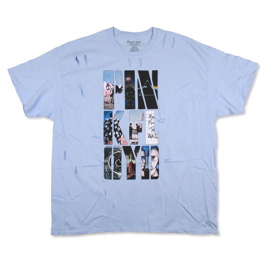 Pink Floyd Collage Logo Slashed Distressed T-shirt Front