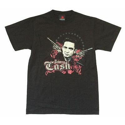 Johnny Cash Revolvers Guns Portrait Image T-shirt Front
