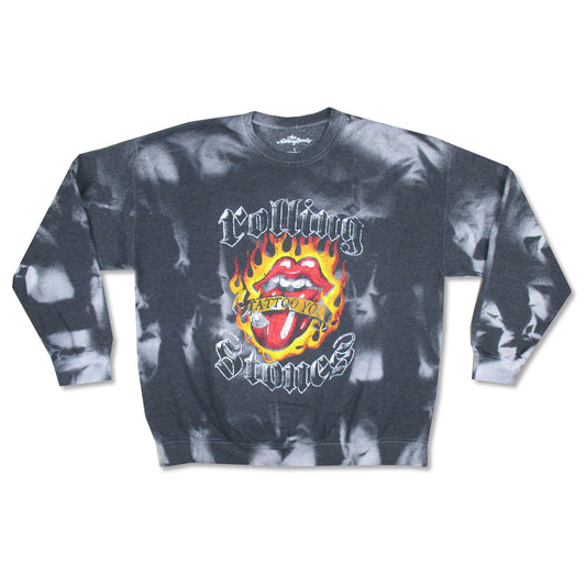 Rolling Stones Tattoo You Fire Tie Dye Crewneck Fleece Sweatshirt Sweatshirt Front