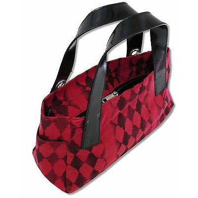 Chained Dark Red Diamond Print Chain Detail Hand Bag Purse Girls Handbag