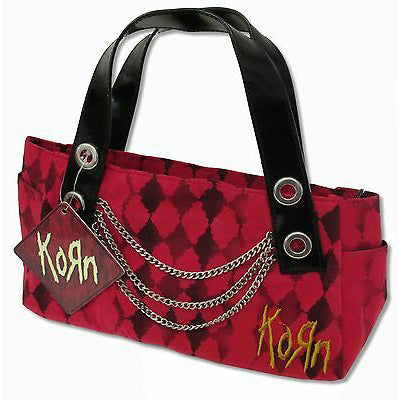 Chained Dark Red Diamond Print Chain Detail Hand Bag Purse Girls Handbag
