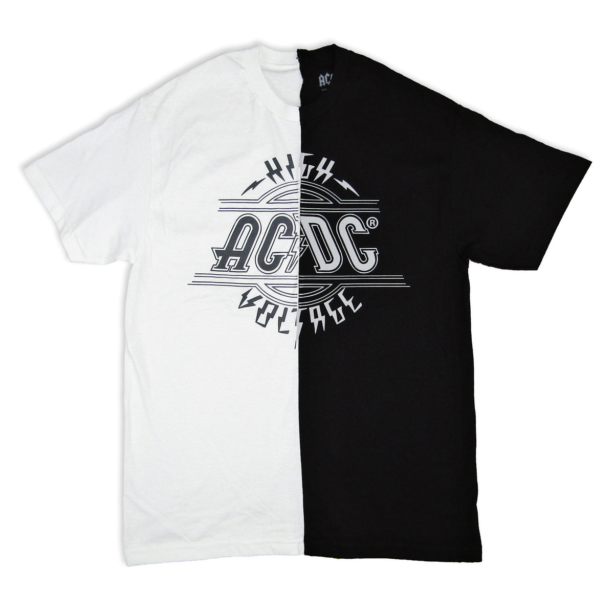 AC/DC White And Black Voltage T-shirt Front