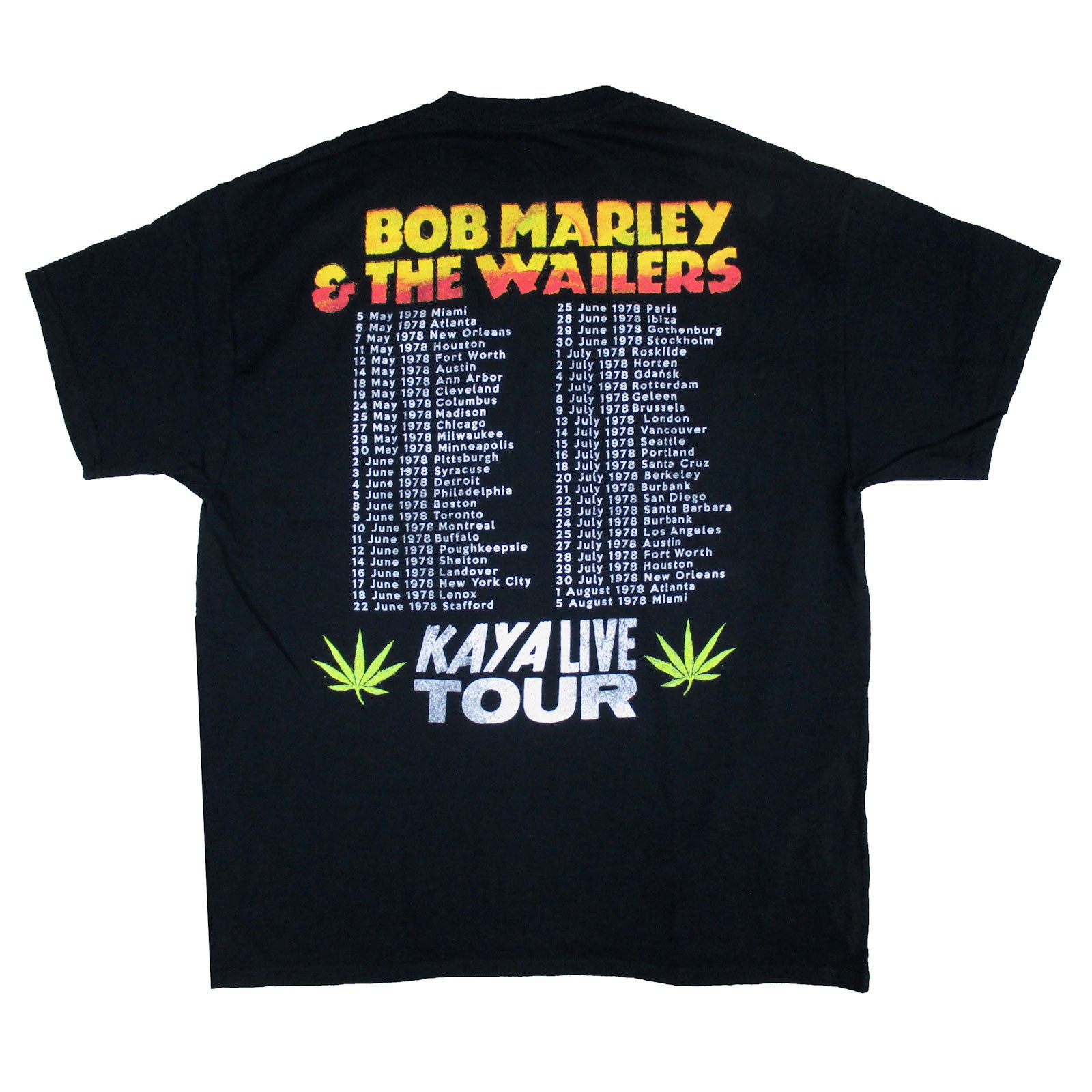 Bob Marley Kaya Live Tour T-shirt Back