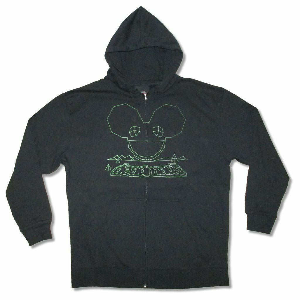 Deadmau5 Green Outline Zip Up Zippered Hooded Sweatshirt