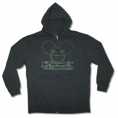 Deadmau5 Green Outline Zip Up Zippered Hooded Sweatshirt