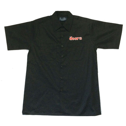 Embroidered Name Logo Black Button Down Work Shirt Work Shirt