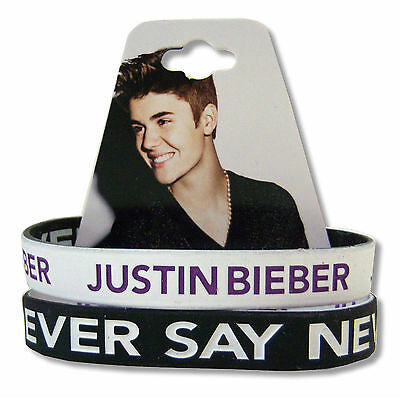 Never Say Never 2 Pk B&w Reversible Rubber Wristbands Rubber Bracelet