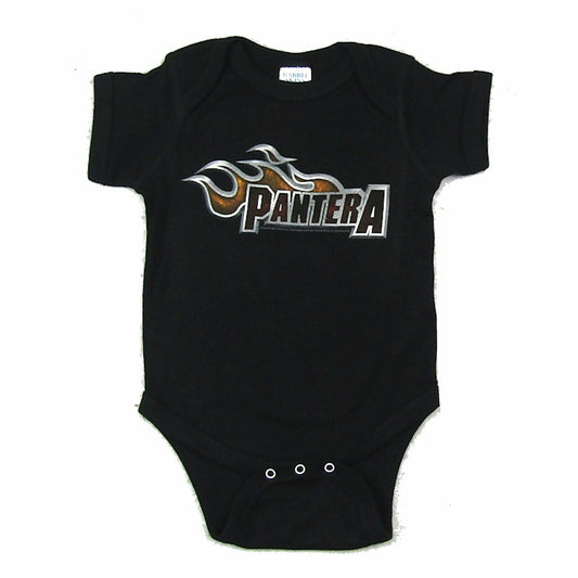 Pantera Flames Baby Infant Black Crawler Jumper One Piece Suit Bodysuit Front