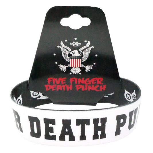 Five Finger Death Punch Reversible Black & White Wristband Rubber Bracelet Front