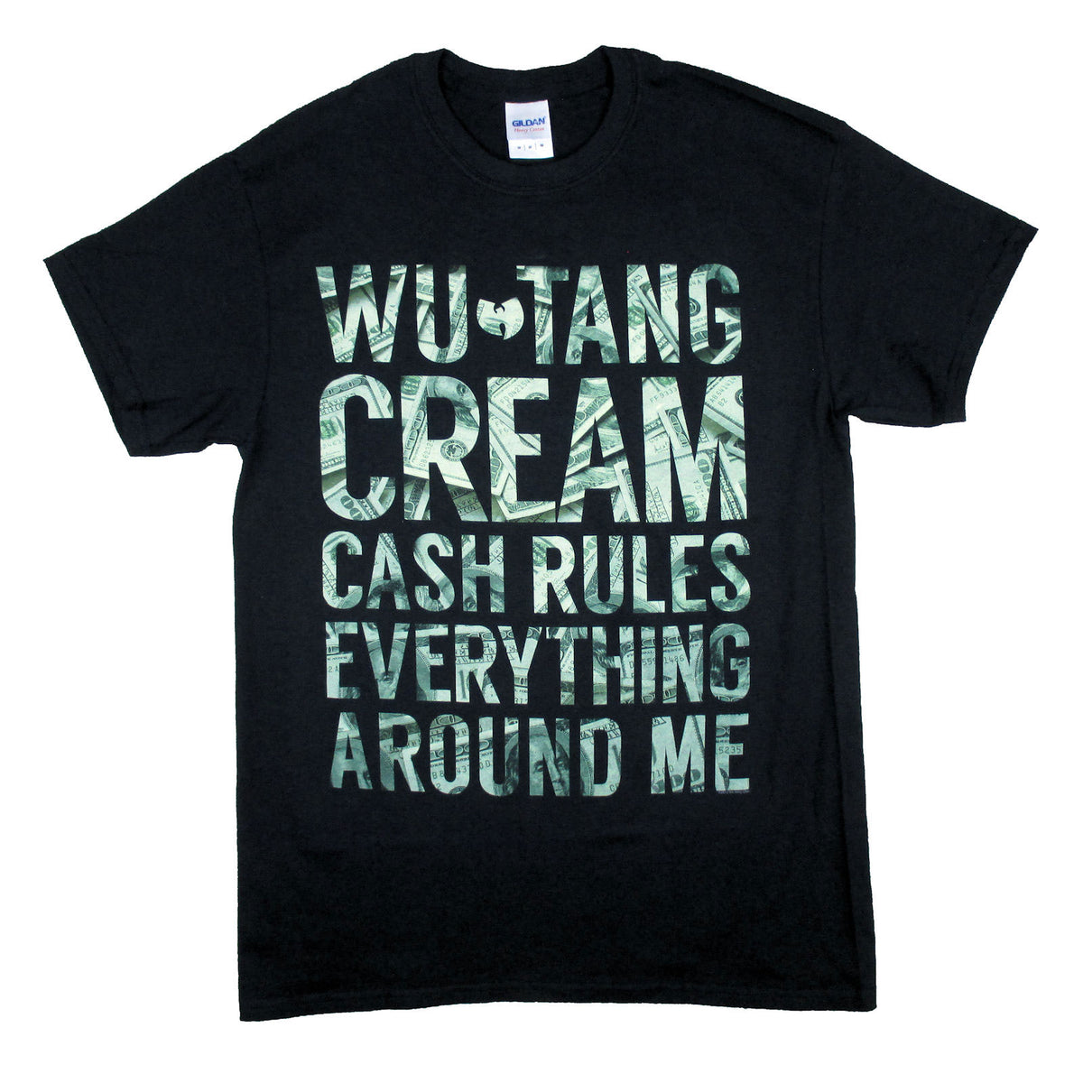 Wu Tang Clan Cream Cash Money Text T-shirt Front