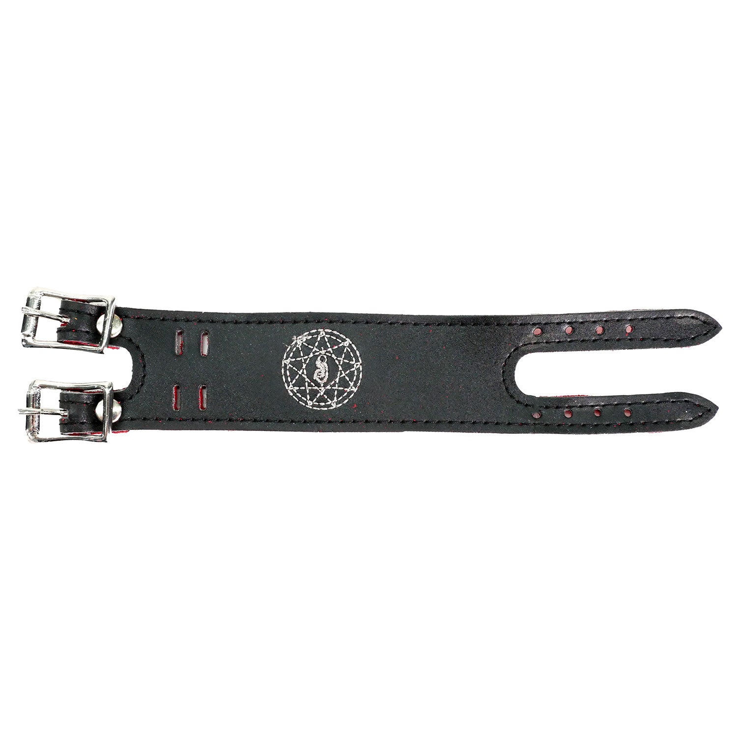Slipknot Double Buckle Leather Wristband Wristband Front