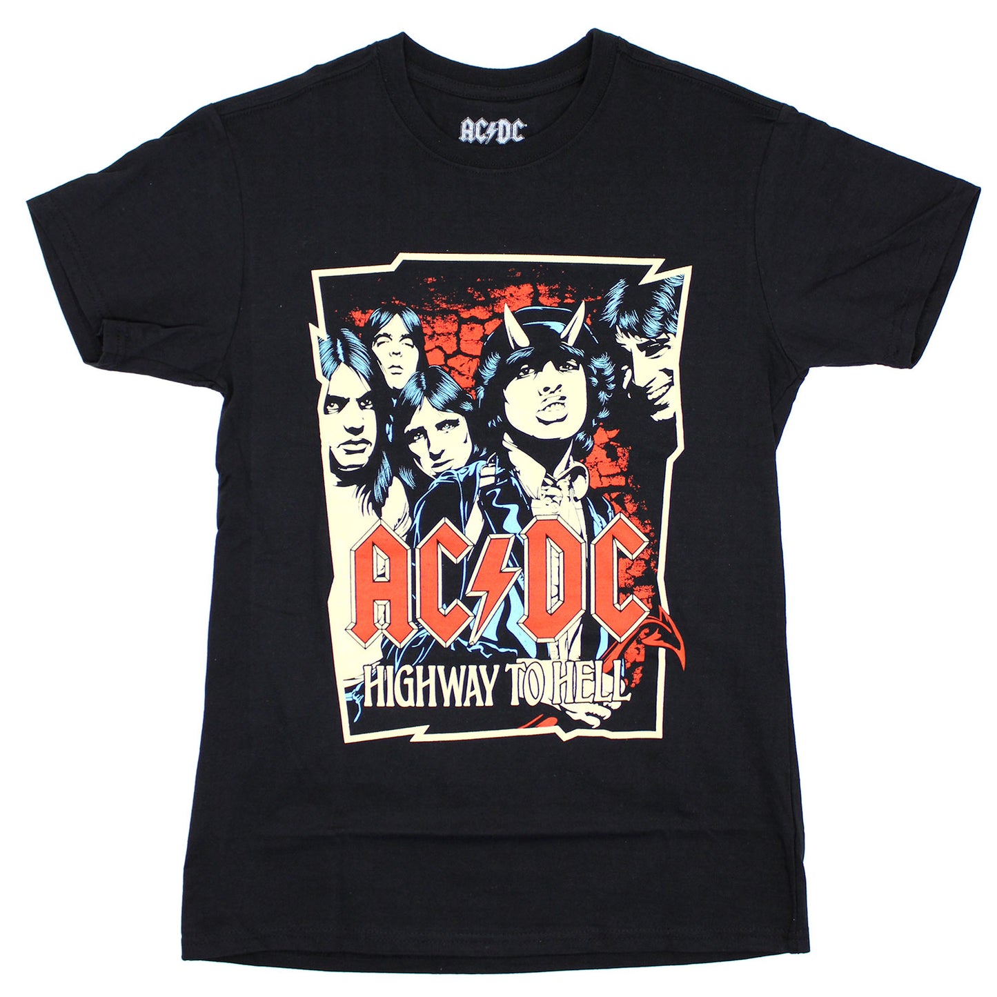 AC/DC Softhand Distressed Screen Print On Black T-shirt Front