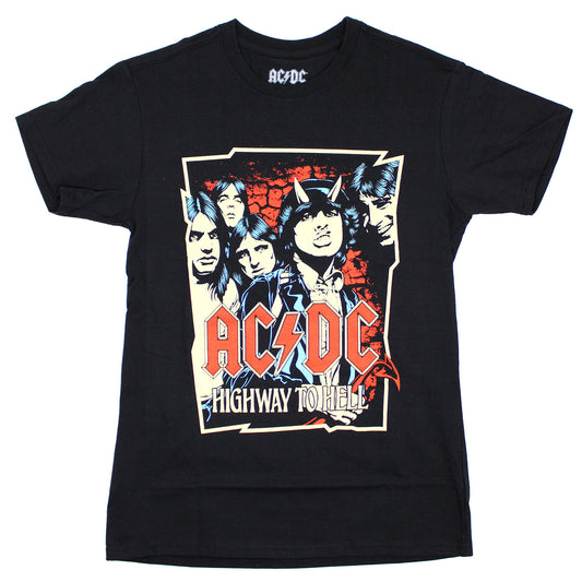 AC/DC Softhand Distressed Screen Print On Black T-shirt Front