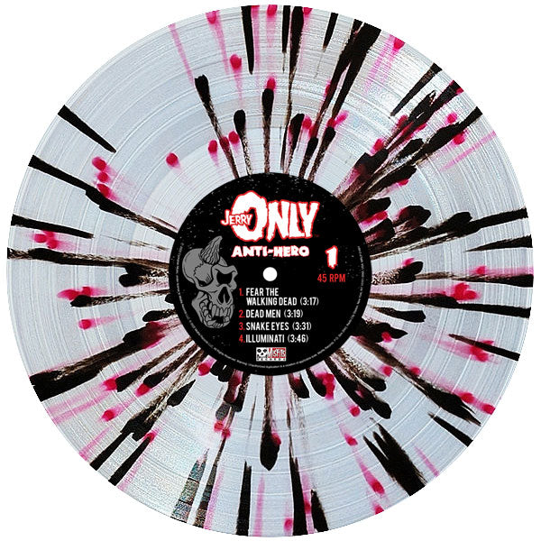 Jerry Only Anti-Hero Clear w/ opaque Red & Black SPLATTER 12-inch Vinyl LP Vinyl Back