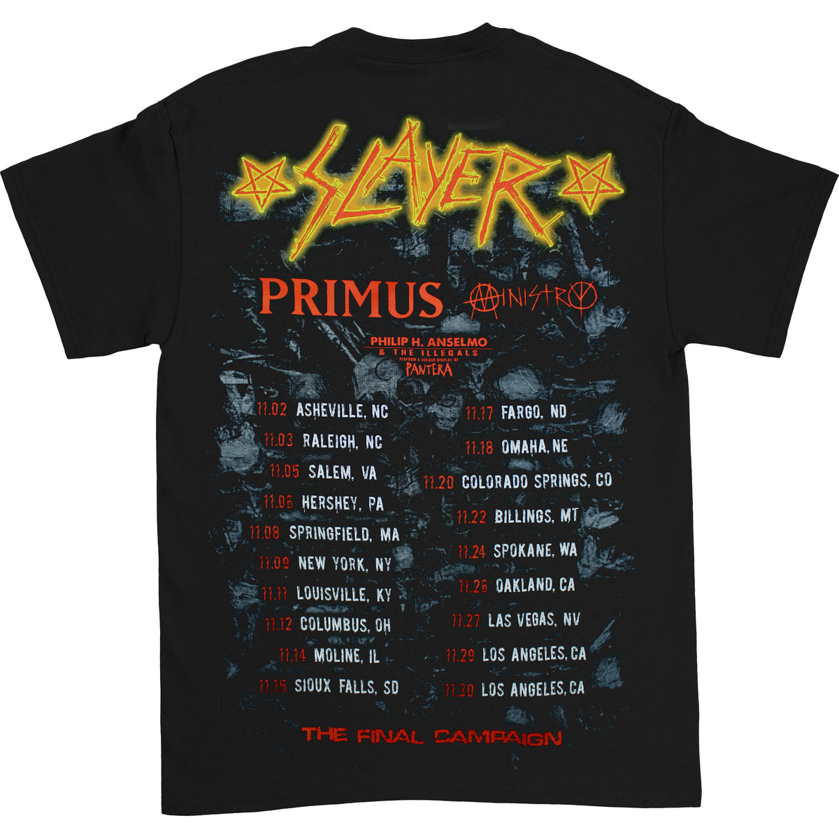 Slayer Battlefield Event Fall Tour Tee T-shirt Back